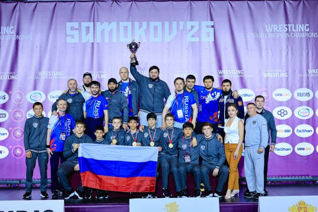 Ringen, U15 EM in Samokov U15 Wrestling European Championships Podium Team FS - Gold: Russia