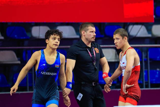 Ringen, U15 EM in Samokov U15 Wrestling European Championships Podium 52kg FS - Gold: Badruddin Magomedov (RUS)