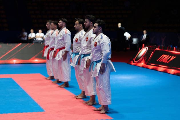 23.05.2026, xhfmx, Karate EKF Senior Championships 2026, Finale Männer Team Kata Türkei vs. Italien (DFL DFB REGULATIONS PROHIBIT ANY USE OF PHOTOGRAPHS as IMAGE SEQUENCES and or QUASI-VIDEO) Frankfurt