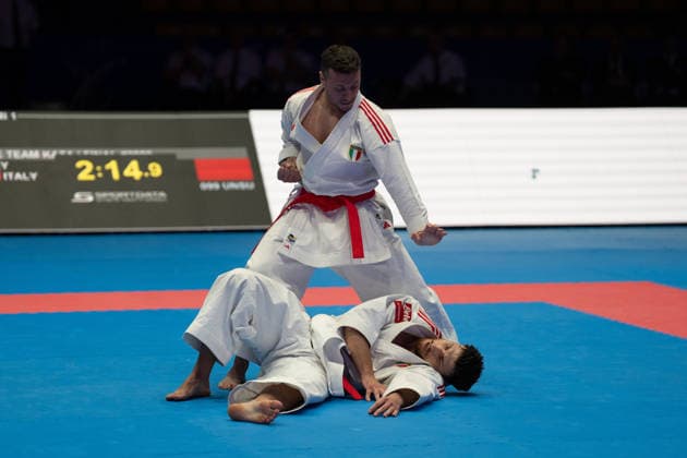 23.05.2026, xhfmx, Karate EKF Senior Championships 2026, Finale Männer Team Kata Türkei vs. Italien (DFL DFB REGULATIONS PROHIBIT ANY USE OF PHOTOGRAPHS as IMAGE SEQUENCES and or QUASI-VIDEO) Frankfurt