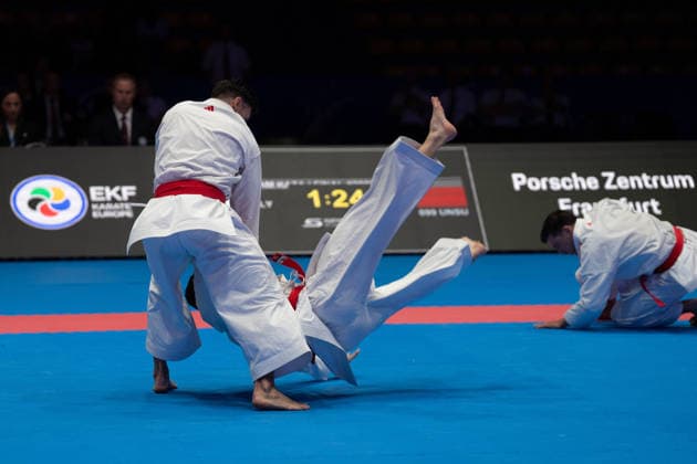 23.05.2026, xhfmx, Karate EKF Senior Championships 2026, Finale Männer Team Kata Türkei vs. Italien (DFL DFB REGULATIONS PROHIBIT ANY USE OF PHOTOGRAPHS as IMAGE SEQUENCES and or QUASI-VIDEO) Frankfurt