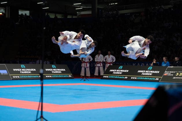23.05.2026, xhfmx, Karate EKF Senior Championships 2026, Finale Männer Team Kata Türkei vs. Italien (DFL DFB REGULATIONS PROHIBIT ANY USE OF PHOTOGRAPHS as IMAGE SEQUENCES and or QUASI-VIDEO) Frankfurt