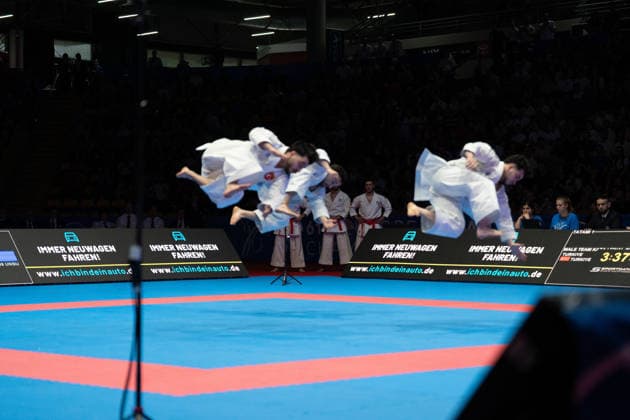 23.05.2026, xhfmx, Karate EKF Senior Championships 2026, Finale Männer Team Kata Türkei vs. Italien (DFL DFB REGULATIONS PROHIBIT ANY USE OF PHOTOGRAPHS as IMAGE SEQUENCES and or QUASI-VIDEO) Frankfurt