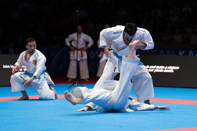 23.05.2026, xhfmx, Karate EKF Senior Championships 2026, Finale Männer Team Kata Türkei vs. Italien (DFL DFB REGULATIONS PROHIBIT ANY USE OF PHOTOGRAPHS as IMAGE SEQUENCES and or QUASI-VIDEO) Frankfurt