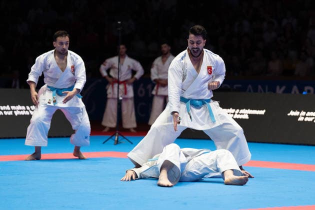 23.05.2026, xhfmx, Karate EKF Senior Championships 2026, Finale Männer Team Kata Türkei vs. Italien (DFL DFB REGULATIONS PROHIBIT ANY USE OF PHOTOGRAPHS as IMAGE SEQUENCES and or QUASI-VIDEO) Frankfurt