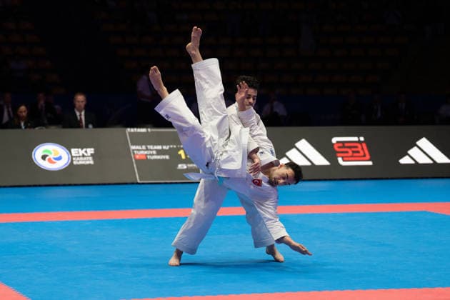 23.05.2026, xhfmx, Karate EKF Senior Championships 2026, Finale Männer Team Kata Türkei vs. Italien (DFL DFB REGULATIONS PROHIBIT ANY USE OF PHOTOGRAPHS as IMAGE SEQUENCES and or QUASI-VIDEO) Frankfurt