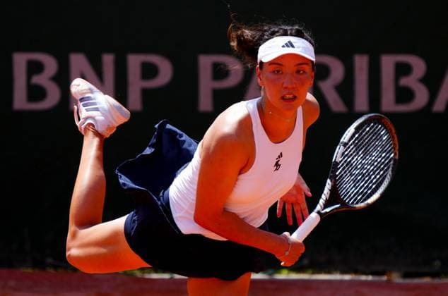 Xinyu Wang in first round action French Open Tennis, Day One, Tennis, Roland Garros, Paris, France - 24 May 2026Paris Roland Garros France EDITORIAL USE ONLY No use with unauthorised audio, video, data, fixture lists, club league logos or live services. Online in-match use limited to 120 images, no video emulation. No use in betting, games or single club league player publications.  Copyright: xJavierxGarcia Shutterstockx 16889883r