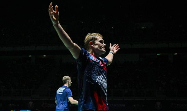 (260524) -- KUALA LUMPUR, May 24, 2026 -- Daniel Lundgaard Mads Vestergaard (R) of Denmark celebrate after winning the men s doubles final between Daniel Lundgaard Mads Vestergaard of Denmark and Goh Sze Fei Nur Izzuddin Rumsani of Malaysia at 2026 Malaysia Masters badminton tournament in Kuala Lumpur, Malaysia, May 24, 2026. (Photo by Xinhua) (SP)MALAYSIA-KUALA LUMPUR-BADMINTON-MALAYSIA MASTERS-MEN S DOUBLES ChongxVoonxChung 