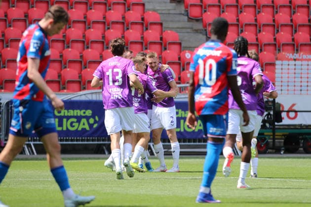 24.05.2026 Fußball Herren 2025 2026 Chance Liga Meisterrunde 5. Spieltag SK Slavia Prag - FC Viktoria Pilsen Fortuna Arena Prag Torjubel von Slavia Prag nach dem 1:0. Prag Prag Deutschland