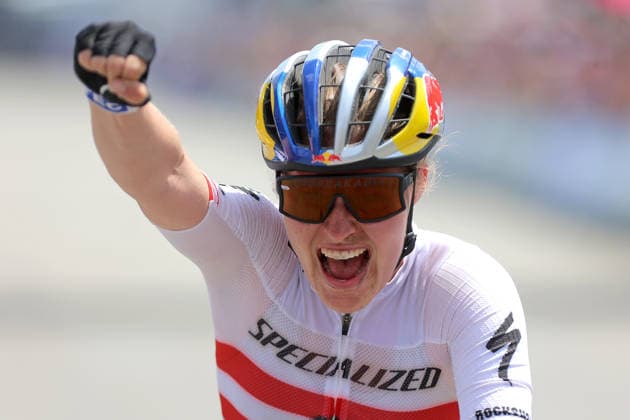 World Cup cross country mountain elite women s race, Vysocina Arena, Nove Mesto na Morave, May 24, 2026. Winner Laura Stigger from Austria. (CTKxPhoto LiborxPlihal) CTKPhotoP2026052403513  CTKPhotoP2026052403513