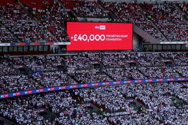 Sky Bet Donation of Â£40,000 to the British Heart Foundation Bolton Wanderers v Stockport County, EFL Sky Bet League One, Play-Off Final, Football, Wembley Stadium, London, UK - 24 May 2026London Wembley Stadium United Kingdom EDITORIAL USE ONLY No use with unauthorised audio, video, data, fixture lists, club league logos or live services. Online in-match use limited to 120 images, no video emulation. No use in betting, games or single club league player publications.  Copyright: xIanxTuttle Shutterstockx 16889808bk