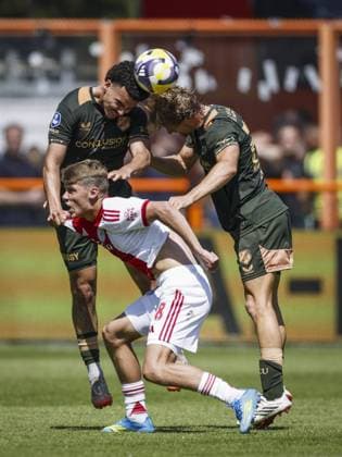 VOLENDAM - (lr) Rafik El Arguioui of FC Utrecht, Sean Steur of AFC Ajax and Dani de Wit of FC Utrecht during the Conference League play-off final match between AFC Ajax and FC Utrecht at the Kras Stadium on 24 May 2026 in Volendam, the Netherlands. MAURICE VAN STEEN ANP Play-offs Conference League - FINAL 2025-2026 xVIxANPxSportx xxANPxIVx 559233456 originalFilename: 559233456.jpg