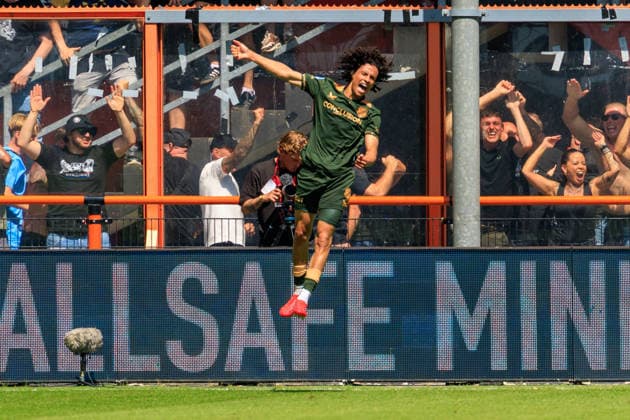 2026-05-24 AFC Ajax v FC Utrecht - Dutch Eredivisie Play-Offs VOLENDAM, NETHERLANDS - MAY 24: Gjivai Zechiel of FC Utrecht during the Dutch Eredivisie Play-Offs match between AFC Ajax and FC Utrecht at Kras Stadion on May 24, 2026 in Volendam, Netherlands. Volendam Kras Stadion Netherlands Content not available for redistribution in The Netherlands directly or indirectly through any third parties. Copyright: xMarcelxvanxPlateringenx