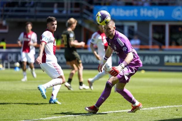 VOLENDAM , 24-05-2026 , Kras Stadium, season 2025 2026 , Play-offs for European football , Dutch Eredivisie Football . Match between Ajax and FC Utrecht , picture shows Ajax goalkeeper Maarten Paes Ajax - Utrecht (play off)  x203936670x Copyright: