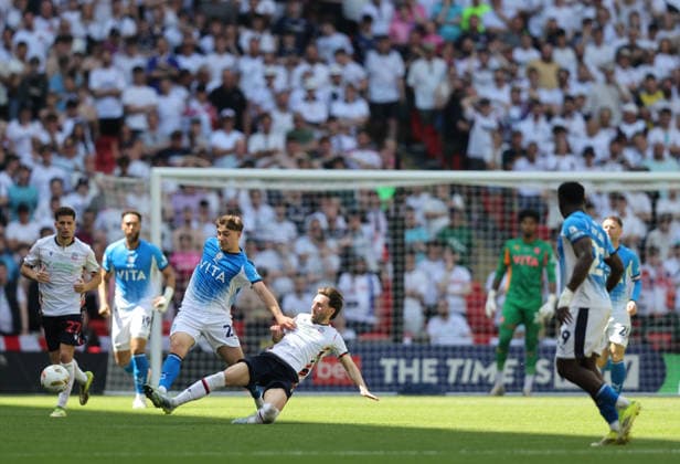 Josh Sheehan of Bolton Wanderers and Josh Stokes of Stockport County Bolton Wanderers v Stockport County, EFL Sky Bet League One, Play-Off Final, Football, Wembley Stadium, London, UK - 24 May 2026London Wembley Stadium United Kingdom EDITORIAL USE ONLY No use with unauthorised audio, video, data, fixture lists, club league logos or live services. Online in-match use limited to 120 images, no video emulation. No use in betting, games or single club league player publications.  Copyright: xAndrewxFosker Shutterstockx 16889807bh