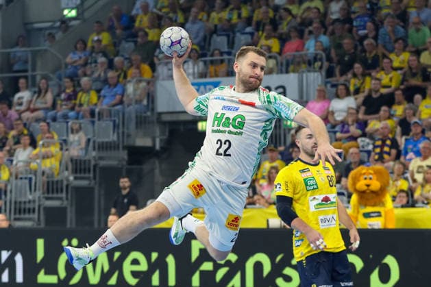 24.05.2026, xgox, Handball - Daikin HBL Rhein-Neckar Löwen - SC Magdeburg emspor, v.l. Lukas Mertens (Magdeburg, 22) wirft Tor, Torschuetze, erzielt Tor, Treffer, scores the goal Mannheim