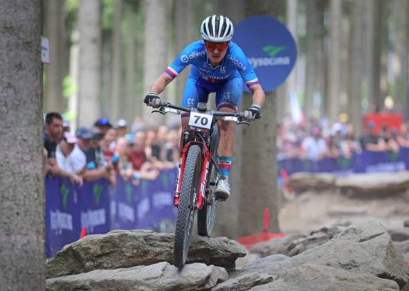 World Cup cross country mountain elite women s race, Vysocina Arena, Nove Mesto na Morave, May 24, 2026. Tereza Tvaruzkova from Czech republic. (CTKxPhoto LiborxPlihal) CTKPhotoP2026052403812  CTKPhotoP2026052403812
