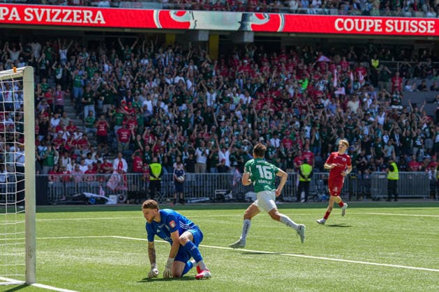 Fussball, Schweizer Cup, Finale: FC St. Gallen 1879 vs. FC Stade-Lausanne-Ouchy, Sonntag, 24.05.2026 (Stadion Wankdorf, Bern); Tor zum 2:0 von Lukas Görtler (16, FC St. Gallen) Copyright: xValentinxDomgjonix