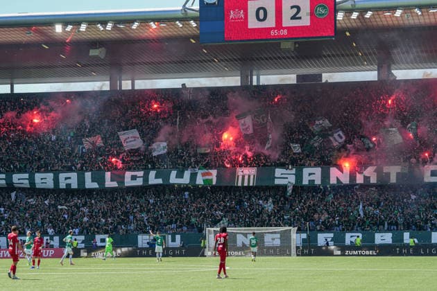 Fussball, Schweizer Cup, Finale: FC St. Gallen 1879 vs. FC Stade-Lausanne-Ouchy, Sonntag, 24.05.2026 (Stadion Wankdorf, Bern); Fans von FC St. Gallen jubeln nach dem Tor von Lukas Görtler (16, FC St. Gallen) Copyright: xValentinxDomgjonix