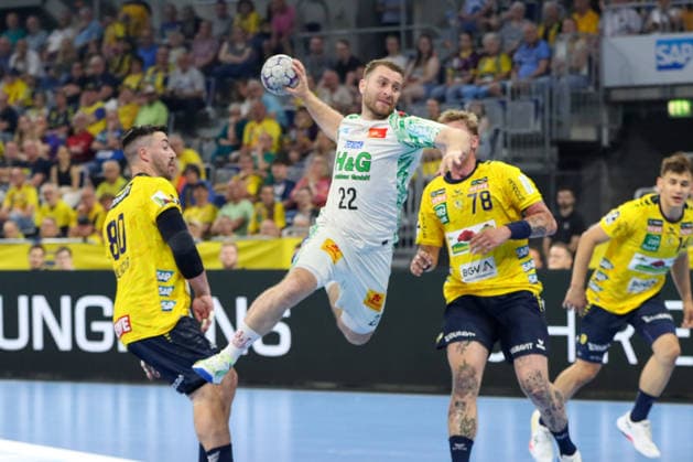 24.05.2026, xgox, Handball - Daikin HBL Rhein-Neckar Löwen - SC Magdeburg emspor, v.l. Lukas Mertens (Magdeburg, 22) wirft Tor, Torschuetze, erzielt Tor, Treffer, scores the goal Mannheim