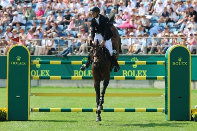 Sieger, 1. Platz, Richard Vogel (GER) mit Pferd United Touch S, Rolex Grand Slam of Show Jumping, Springprüfung mit zwei Umläufen und Stechen , Weltfest des Pferdesports, World Equestrian Festival, TSCHIO Aachen 2026, TSCHIO statt CHIO 2026, Aachener Soers, 22. bis 24. Mai 2026, Reitsport, 24.05.2026, Aachen Aachener Soers Deutschland