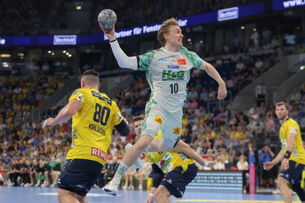 24.05.2026, xtgx, Handball, Daikin HBL, Rhein Neckar Löwen - SC Magdeburg v.l. Gisli Thorgeir Kristjansson (Magdeburg, 10) wirft Tor, Torschuetze, erzielt Tor, Treffer, scores the goal Mannheim