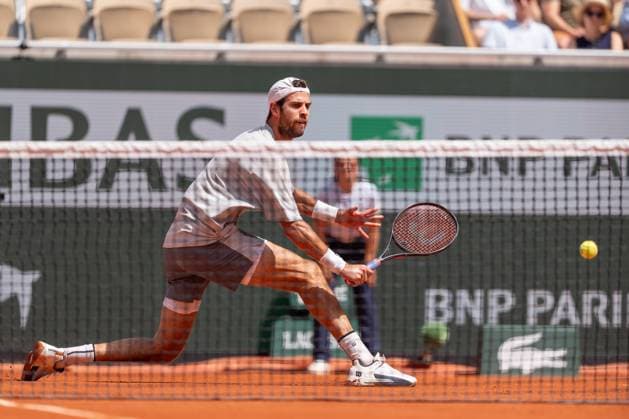 2026-05-24 2026 French Open - Day One PARIS, FRANCE - MAY 24: Karen Khachanov of Russia during Day One of the 2026 French Open at Roland Garros on May 24, 2026 in Paris, France. (Photo by Marleen Fouchier BSR Agency) Paris France Content not available for redistribution in The Netherlands directly or indirectly through any third parties. Copyright: xBSRxAgencyx