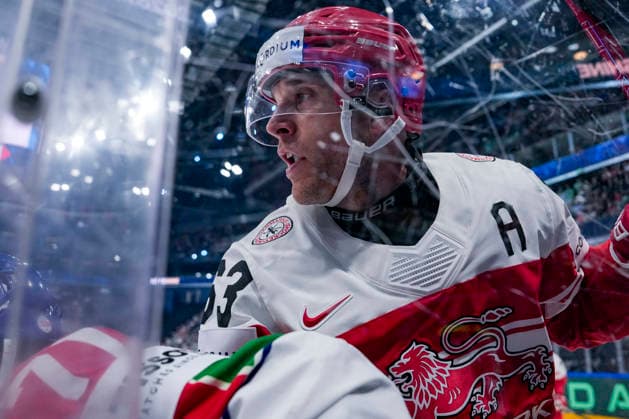 FRIBOURG, SWITZERLAND - MAY 24: Patrick Russell of Denmark in action during the 2026 IIHF Ice hockey, Eishockey World Championship, WM, Weltmeisterschaft Switzerland game between Denmark and Italy at BCF Arena on May 24, 2026 in Fribourg, Fribourg. Fribourg BCF Arena Fribourg Switzerland Copyright: xJustPictures.ch JarixPestelaccix jp-en-EuSpIm-JP6_JAR_Denmark_Italy_24May2026_00017