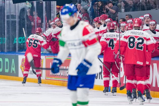 FRIBOURG, SWITZERLAND - MAY 24: Christian Wejse of Denmark L) celebrates his goal during the 2026 IIHF Ice hockey, Eishockey World Championship, WM, Weltmeisterschaft Switzerland game between Denmark and Italy at BCF Arena on May 24, 2026 in Fribourg, Fribourg. Fribourg BCF Arena Fribourg Switzerland Copyright: xJustPictures.ch JarixPestelaccix jp-en-EuSpIm-JP6_JAR_Denmark_Italy_24May2026_00022