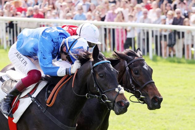 24.05.2026, Hoppegarten, Brandenburg, GER - Gua Lipa (links) mit Andrea Ricupa gewinnt das Diana-Trial. Galopprennbahn Hoppegarten. () 260524D704HOPPEGARTEN.JPG