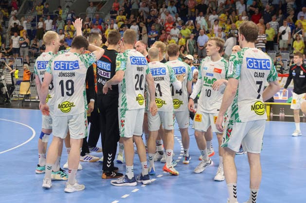 24.05.2026, xtgx, Handball, Daikin HBL, Rhein Neckar Löwen - SC Magdeburg v.l. Magdeburg Jubel ueber den Sieg, Jubel nach Spielende Mannheim