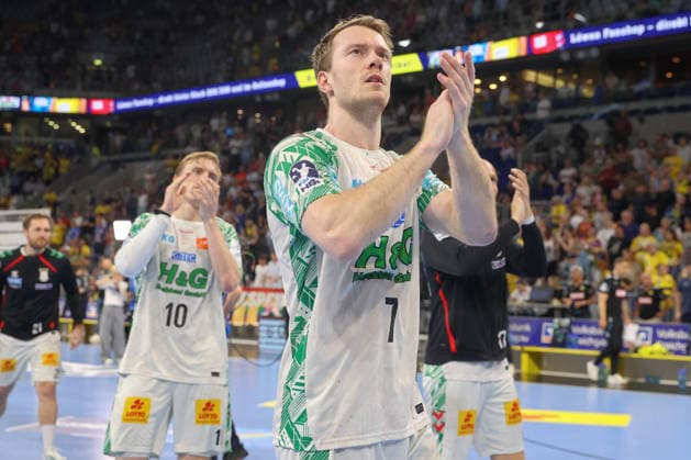 24.05.2026, xtgx, Handball, Daikin HBL, Rhein Neckar Löwen - SC Magdeburg v.l. Felix Claar (Magdeburg, 7) Jubel ueber den Sieg, Jubel nach Spielende Mannheim