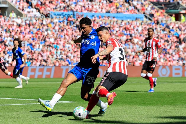 Sunderland v Chelsea Premier League Wesley Fofana of Chelsea defends against GranitÊXhaka of Sunderland during the Premier League match at the Stadium of Light, Sunderland 24 05 2026 UK Newspapers OUT Copyright: xFredxPalmerx FIL-23471-0050