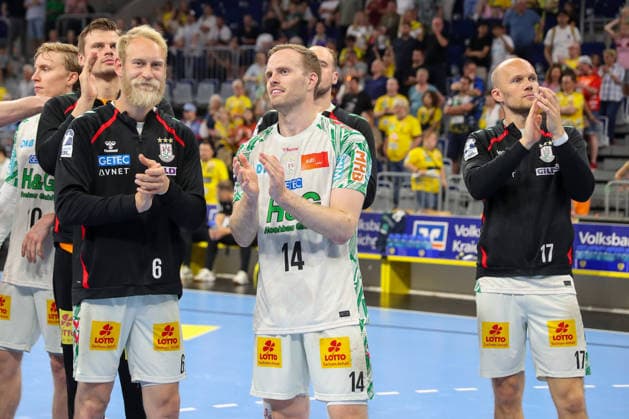 24.05.2026, xgox, Handball - Daikin HBL Rhein-Neckar Löwen - SC Magdeburg emspor, v.l. Matthias Musche (Magdeburg, 6), Omar Ingi Magnusson (Magdeburg, 14) Zweikampf, Duell, Kampf, tackle Mannheim