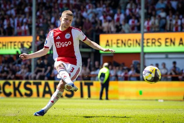 VOLENDAM - Anton Gaaei or AFC Ajax takes a penalty during the Conference League play-off final match between AFC Ajax and FC Utrecht at the Kras Stadium on 24 May 2026 in Volendam, the Netherlands. SONNY LENSEN ANP Play-offs Conference League - FINAL 2025-2026 xVIxANPxSportx xxANPxIVx 559244050 originalFilename: 559244050.jpg