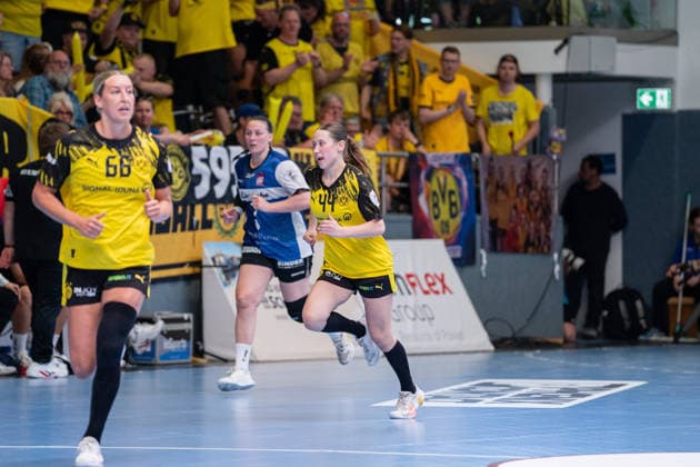 HSG Blomberg-Lippe (GER) vs. Borussia Dortmund (GER) Handball, 1. Handball Bundesliga Frauen, Finale, Spiel 2, 24.5.2026, Saision 2025 2026, Blomberg Lara Egeling (Borussia Dortmund, 44) jubelt nach einem Tor Blomberg Sporthalle an der Ulmenallee Deutschland