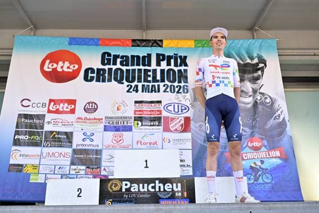 Grand Prix Criquielion 2026 Cycling Race LESSINES, BELGIUM - MAY 24 : Thierry Pierre (FRA) of TotalEnergies on the podium during the 58th edition of Grand Prix Criquielion an UCI Class 1.1 one day cycling road race for Men Elite of km with start in Ath and finish in Lessines on May 24, 2026 in Lessines, Belgium, 24 05 2026 Lessines Belgium  Copyright: xSesx