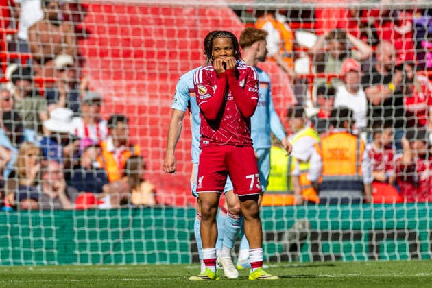 Football - FA Premier League - Liverpool FC v Brentford FC LIVERPOOL, ENGLAND - Sunday, May 24, 2026: Liverpool s Rio Ngumoha reacts during the FA Premier League match between Liverpool FC and Brentford FC at Anfield. (Photo by David Rawcliffe Propaganda) LIVERPOOL Anfield MERSEYSIDE ENGLAND  Copyright: xDavidxRawcliffex P2026-05-24-Liverpool_Brentford-24