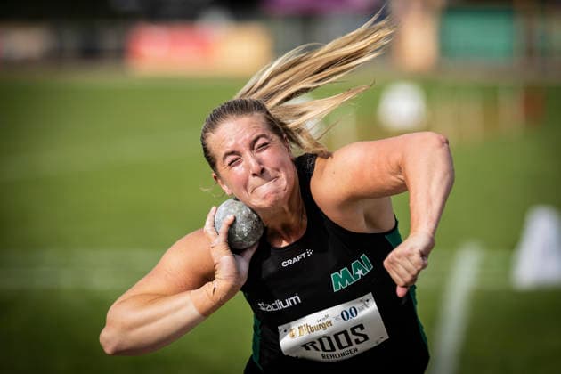 REHLINGEN , GERMANY - MAY 24: Fanny Roos (SWE) wins the shot put competition during the 61. Internationales Pfingstsportfest on 24.05.2026 at the Bungertstadion in Rehlingen-Siersburg (Saarland Deutschland). Saarland Deutschland Copyright: xAxelxKohringx