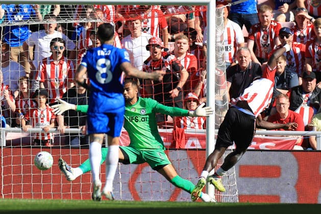 Sunderland v Chelsea Premier League Brian Brobbery of Sunderland scores his teams second goal during the Premier League match at the Stadium of Light, Sunderland 24 05 2026 UK Newspapers OUT Copyright: xFredxPalmerx FIL-23471-0092