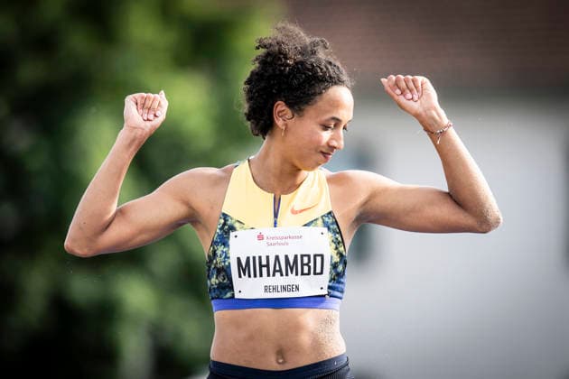 REHLINGEN , GERMANY - MAY 24: Malaika Mihambo (GER LG Kurpfalz) celebrates her 6,70m in the long jump during the 61. Internationales Pfingstsportfest on 24.05.2026 at the Bungertstadion in Rehlingen-Siersburg (Saarland Deutschland). Saarland Deutschland Copyright: xAxelxKohringx