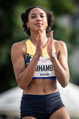 REHLINGEN , GERMANY - MAY 24: Malaika Mihambo (GER LG Kurpfalz) celebrates her 6,70m in the long jump during the 61. Internationales Pfingstsportfest on 24.05.2026 at the Bungertstadion in Rehlingen-Siersburg (Saarland Deutschland). Saarland Deutschland Copyright: xAxelxKohringx