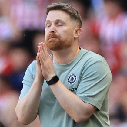 Sunderland v Chelsea Premier League Calum McFarlane Chelsea Interim Manager reacts to a decision during the Premier League match at the Stadium of Light, Sunderland 24 05 2026 UK Newspapers OUT Copyright: xFredxPalmerx FIL-23471-0103