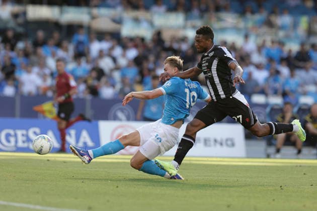 Italy: Serie a football match SSC Napoli vs Udinese Napoli s Danish forward Rasmus Hojlund scores against udinese goal of 1-0 during the Serie A football match between SSC Napoli and Udinese at the Diego Armando Maradona Stadium in Naples, on May 24, 2026. _BPH1674 Copyright: xAntonioxBalascox