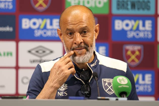 LONDON, ENGLAND, MAY 24: West Ham United manager Nuno Espiritu Santo during the post match press conference, PK, Pressekonferenz during the Premier League match between West Ham United and Leeds United at London Stadium on May 24th, 2026 in London, England (Photo by Alexander Canillas Sports Press Photo)  Copyright: xAlexanderxCanillas SPPx Sportspressphoto_154208