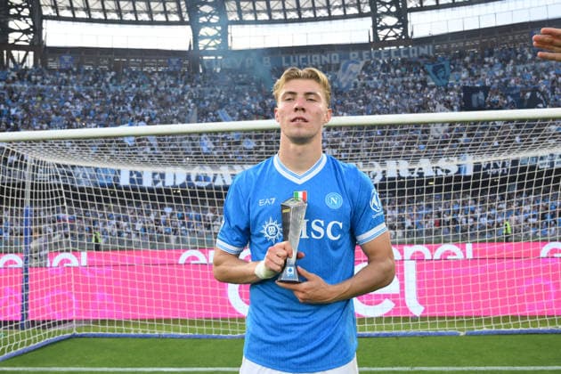 Napoli™s Rasmus Hojlund mvp of the match during the Serie A soccer match between Napoli and Udinese at the Diego Armando Maradona Stadium in Naples, southern italy - Sunday , May 24, 2026. - Soccer .  Copyright: xAlessandroxGarofalo LaPressex