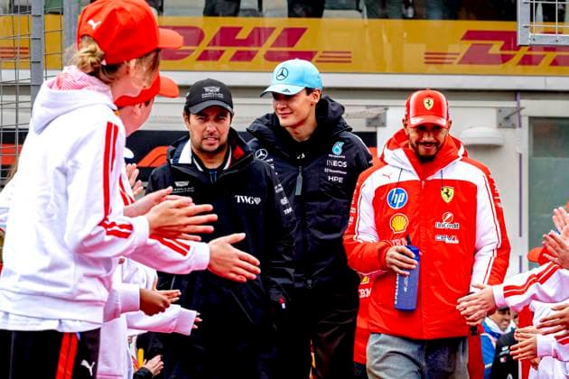 MONTREAL - Formula 1 driver Sergio Pï¿½rez of Cadillac Formula 1 Team, Formula 1 driver Lewis Hamilton of Scuderia Ferrari HP during the Formula 1 Canada at the Circuit Gilles Villeneuve on May 24, 2026 in Montreal, Canada. (Photo by DeFodi Images) -