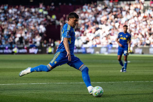 24th May 2026; London Stadium, London, England; Premier League Football, West Ham United versus Leeds United; Joel Piroe of Leeds United shoots at goal GodfreyxPitt