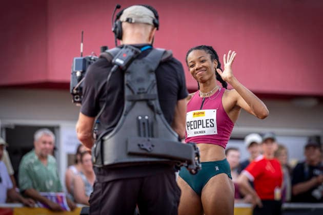 REHLINGEN , GERMANY - MAY 24: Paris Peoples (USA Vereinigte Staaten von Amerika) before the start of the 400m during the 61. Internationales Pfingstsportfest on 24.05.2026 at the Bungertstadion in Rehlingen-Siersburg (Saarland Deutschland). Saarland Deutschland Copyright: xLeahxKohringx