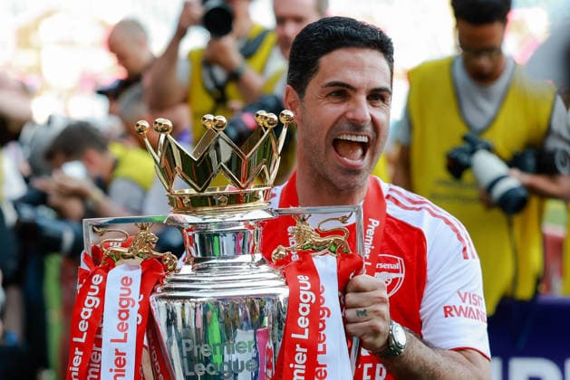 Premier League 2025 26 Crystal Palace v Arsenal Selhurst Park Stadium 24.05.2026 Arsenal manager Mikel Arteta celebrates winning the Premier League at the end of the match Premier League 2025 26 Crystal Palace v Arsenal Selhurst Park Stadium 24.05.2026 Photograph By Marc Aspland The Times  Copyright: xMarcxAsplandx NINTCHDBPICT001083638920